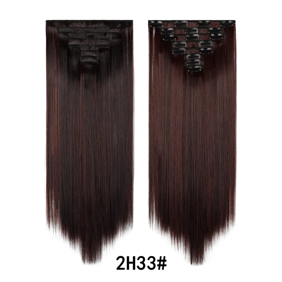 24 Inch 8Pcs Clip in Hair Extensions Long Straight Hair Extensions Soft Synthetic Hairpieces for Women Daily Fashion Hairstyle — image 8