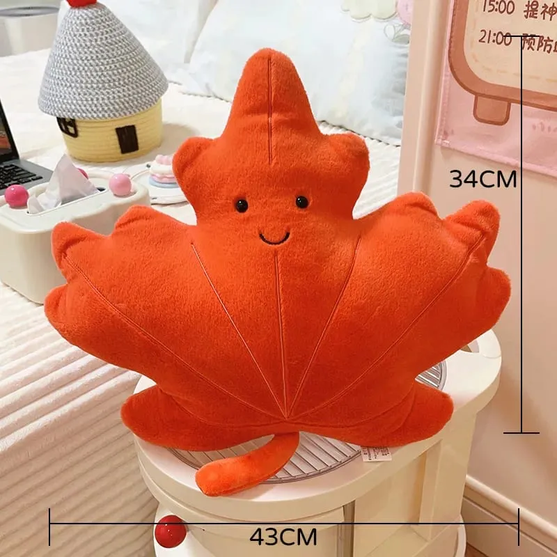 Smiling Face Maple Ginkgo Leaf Plush Pillow Stuffed Kawaii Plant Cushion Sofa Chair Decoration Gift — image 16