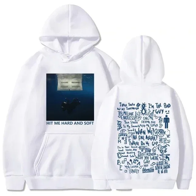 Felpa con cappuccio Hit Me Hard and Soft Tour Billie Pullover da uomo Singer Stampa grafica Felpe in pile autunno inverno per i fan