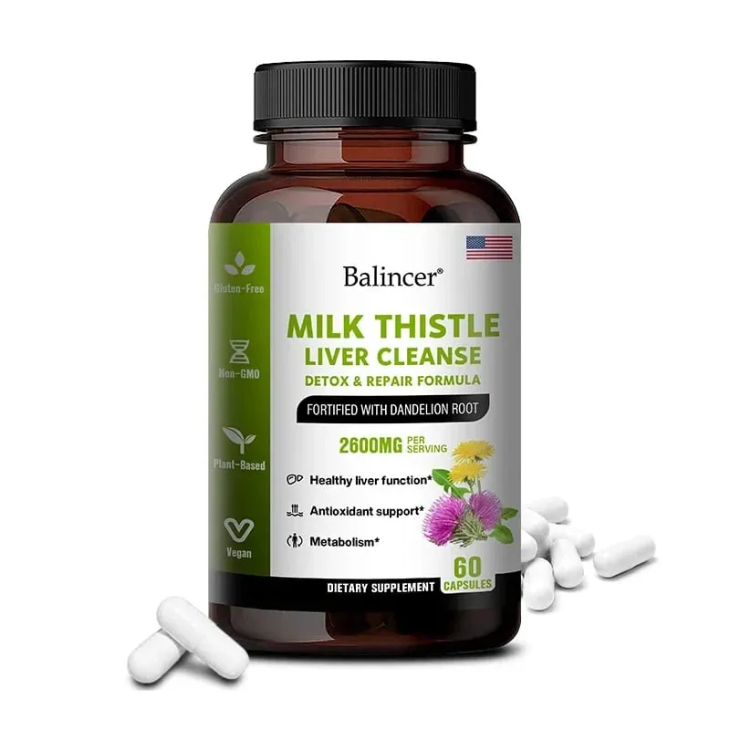 Milk Thistle with Dandelion Root-Antioxidant Liver & Kidney Health Support Supplement Vegan Non-GMO Gluten Free 120 Capsules — image 8