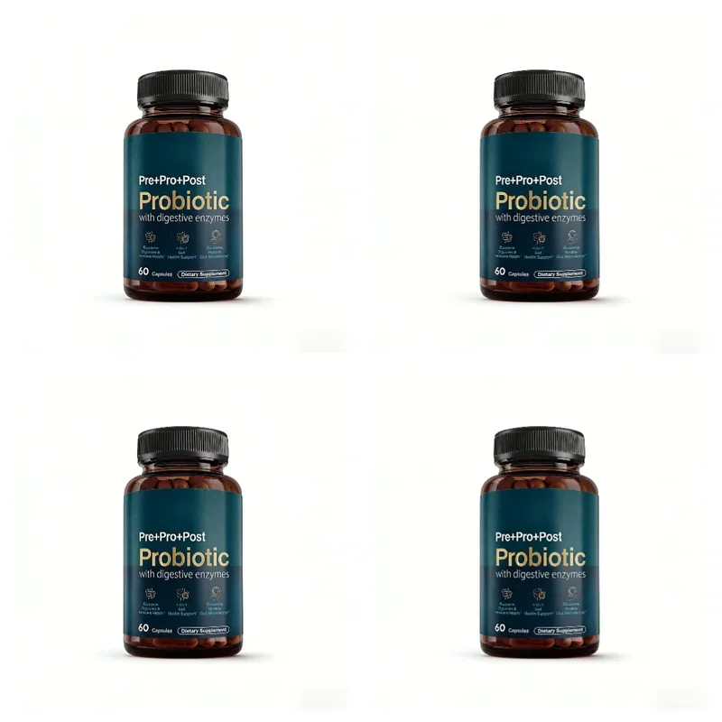 Premium 4-in-1 Probiotic Prebiotic Postbiotic Digestive Enzymes for Men&Women Supports Gut Digestion Immunity 60 Capsules — image 10