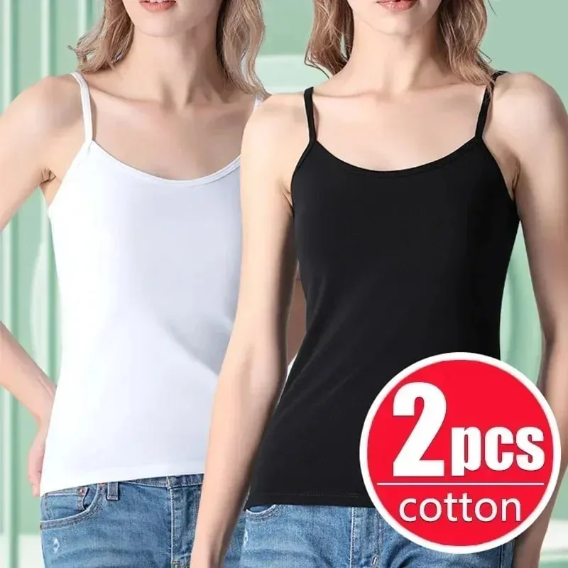 Women Sexy Milk Silk Tops Spaghetti Strap Tops Solid Color Strap Slim Vest Female Basic Tanks Bra Underwear Summer Base Shirt — image 8