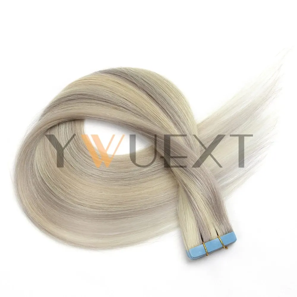 Real Human Hair Tape in Extensions 16'' 20'' Natural Straight High Light Seamless Tape Hair On Double Sided Tape 20pcs 30g/pack