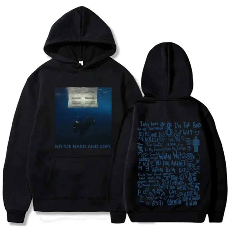 Felpa con cappuccio Hit Me Hard and Soft Tour Billie Pullover da uomo Singer Stampa grafica Felpe in pile autunno inverno per i fan
