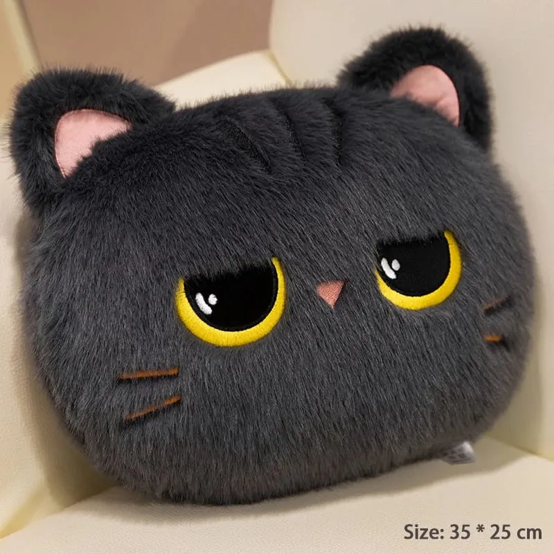 Original plush toy black cat official large doll throw pillow plush toy cute and adorable sofa cushion office throw pillow