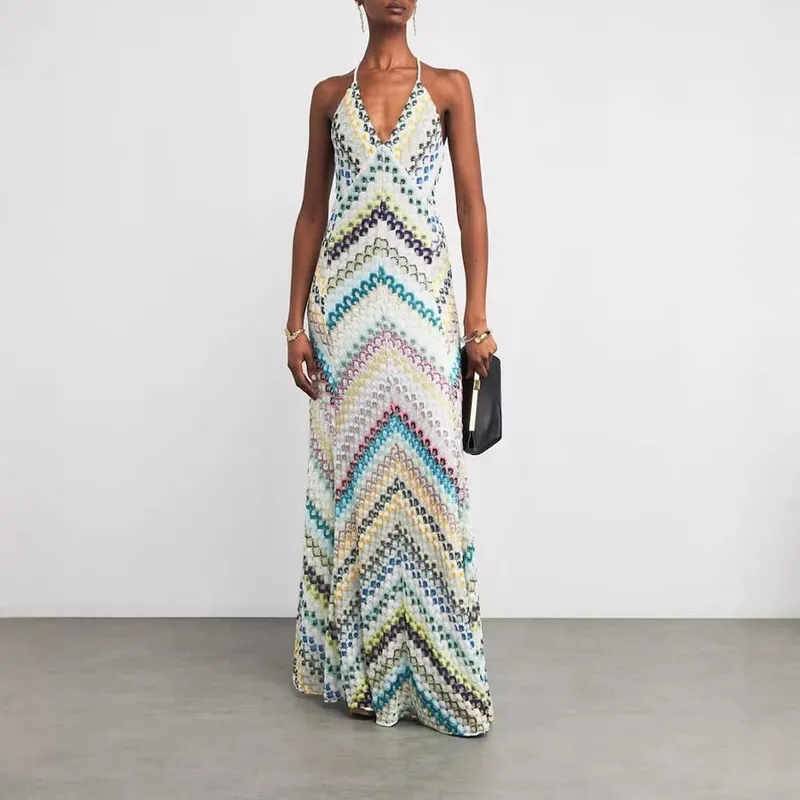 Spring Summer Female Boho Maxi Dresses Retro Sleeveless Women Holiday Long Skirt Sexy Deep V Neck Casual Party Dress Streetwear — image 8