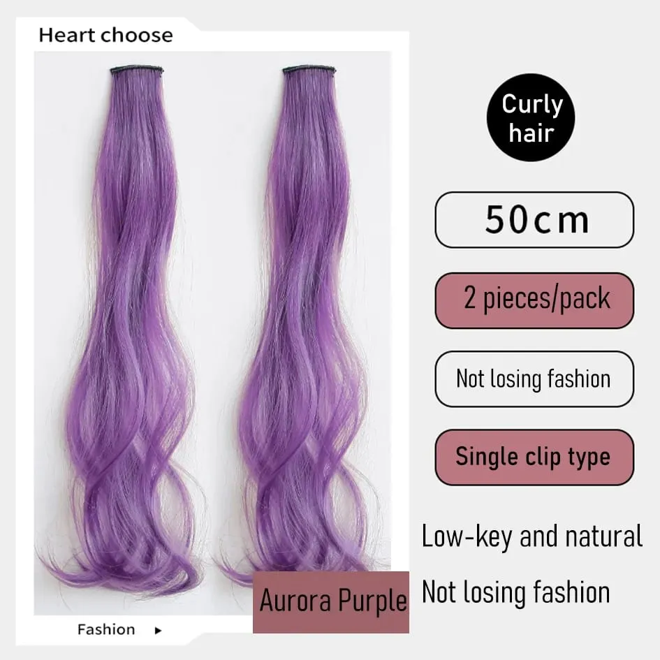 Parrucca sintetica per capelli ricci colorati da 2 pezzi/set da 50 cm, onda d'acqua, parrucca rosa/blu/viola per Halloween/Natale