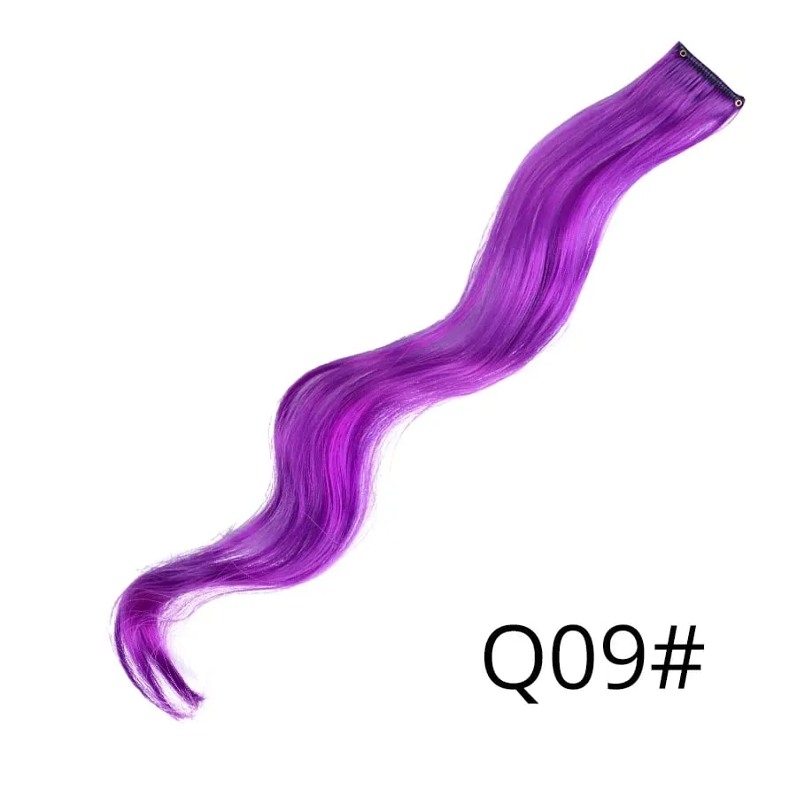 Extensiones de cabello de color liso con Clip para resaltar el cabello de arcoíris, rosa, azul, morado, sintético, con Clips para mujeres y niñas — image 69