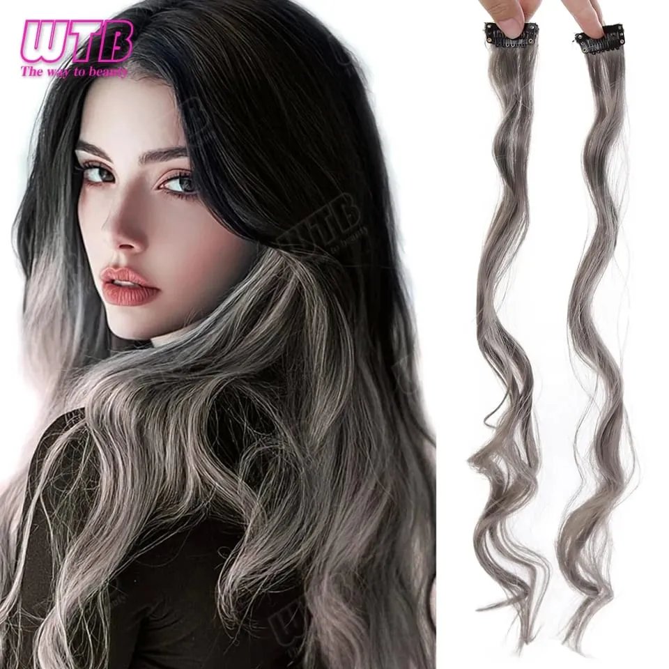 2 Pcs Synthetic Wig BB Clip Style Color Curling Hair Extension Wig Suitable for Women's Daily Wear Holidays and Parties