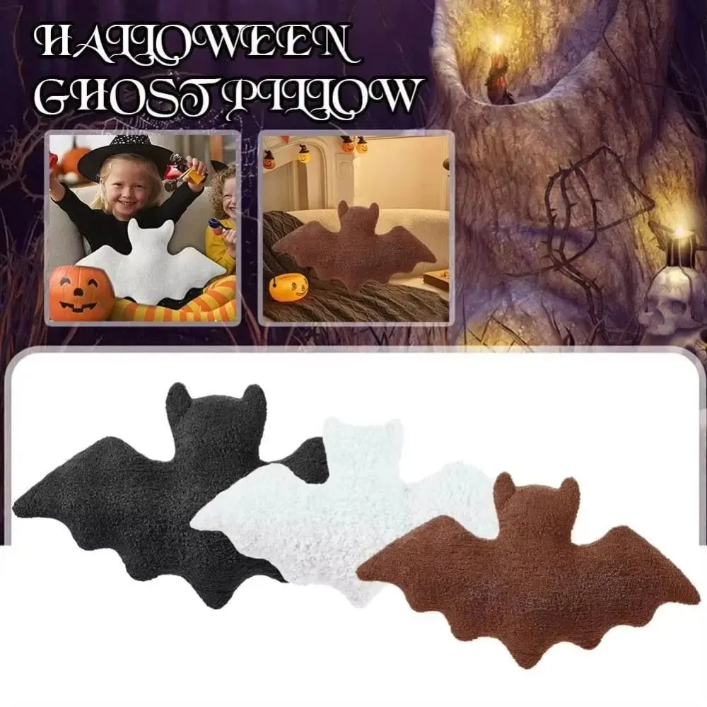 Halloween Material Bat Pillow Black White Brown Halloween Theme Bat Modeling Pillow Soft Fabric Gothic Bat For Girls — image 4