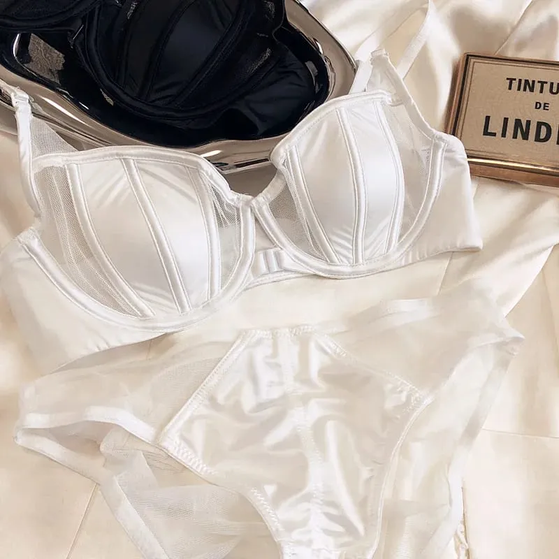 Summer Lace Thin Cup Women Underwear Front Buckle Push Up Bra Set Adjustable Strap Brassiere Beautiful Back Lingerie