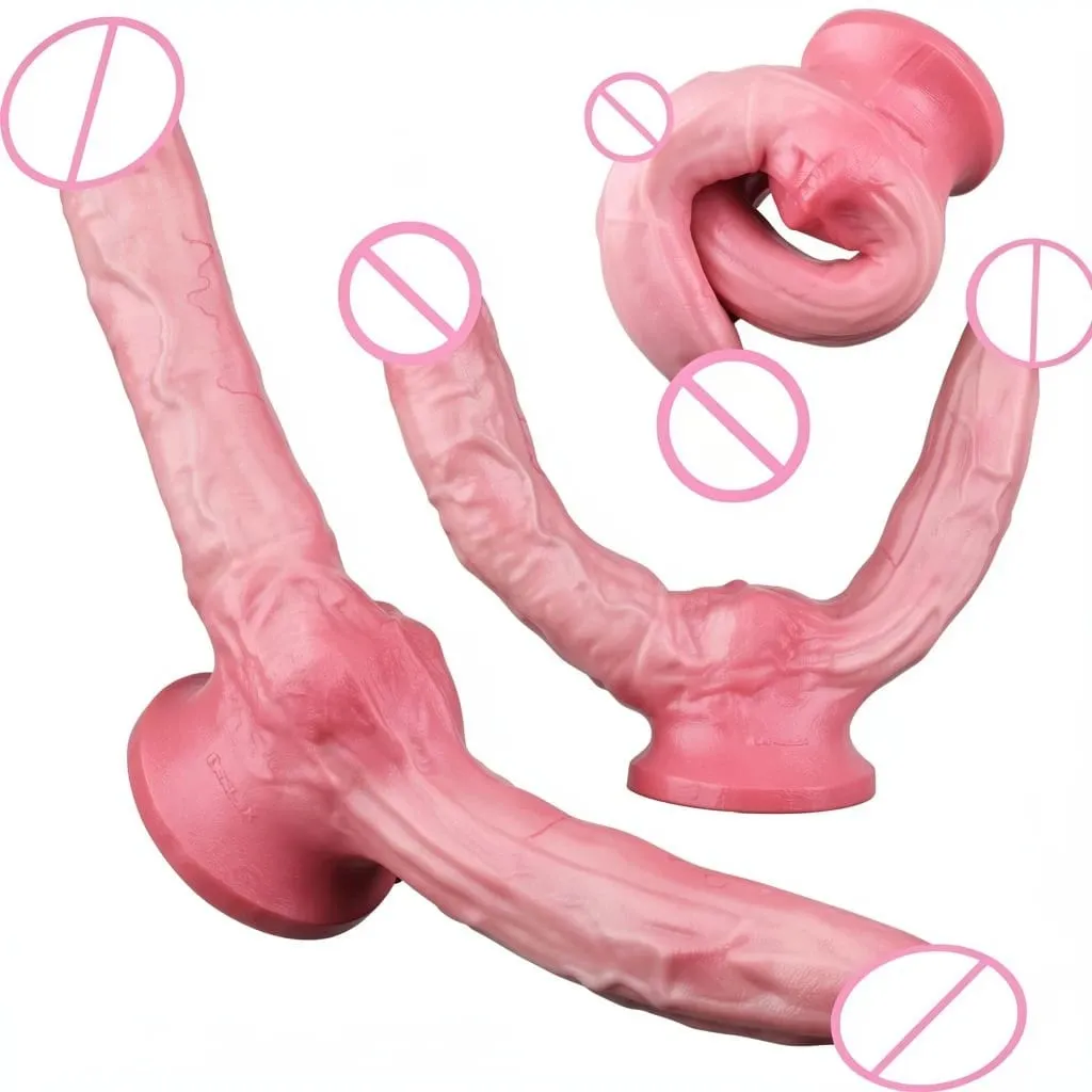 47cm Realistic Long Dildos Double Head Anal Vaginal Stimulator Sex Toy With Sucker For Lesbian Couples Gay Men Adult Tools — image 1