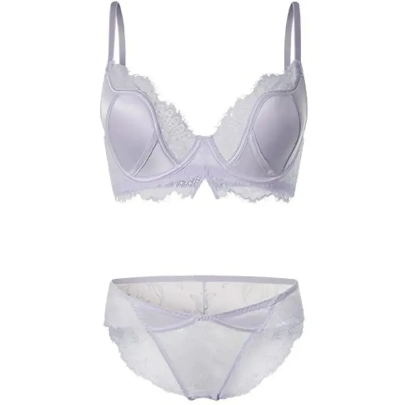 Satin Lace Push Up Bra Women Sexy Thin Breathable Minimizer Full Coverage Anti Sagging Wireless Lift Lingerie 32-38AB