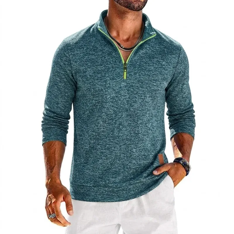 Long Sleeve Quarter Zip Men's Sweatshirt Solid Pullover Man Zip Up Hoodies for Man Casual Mens Coats Male Sweatshirt Poleron Men