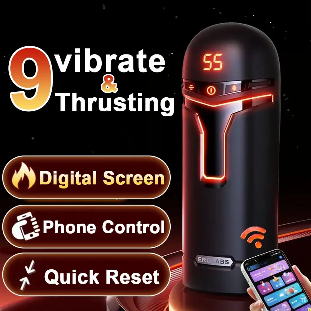 Automatic Male Masturbator Penis Pump with Sucking Vibrating Thrusting Sex Toys for Men Stroker Penis Stimulation LED Display