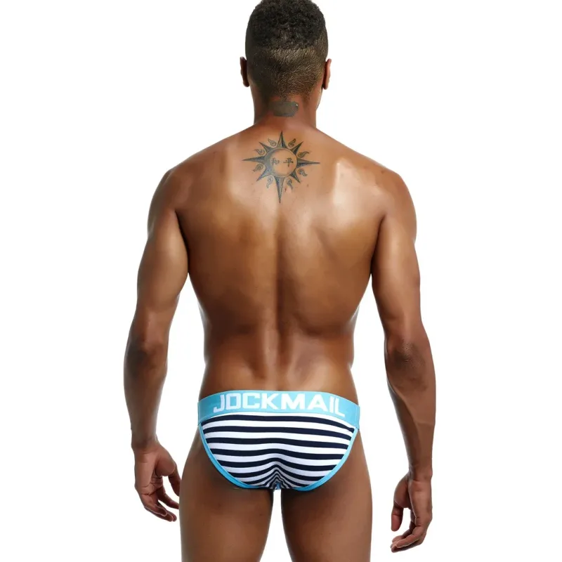 Quần Đùi Nam Cổ Cao Jockmail Cotton, Quần Lót Sọc Cho Nam, Mềm Mại Và Thoải Mái, Gay Cueca