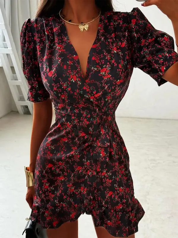 Collection Of Popular Printed Short Dress Deep V Neck A-line Bodycon Party Dresses 2026 Lady Spring Summer Vacation Outfits New — image 18