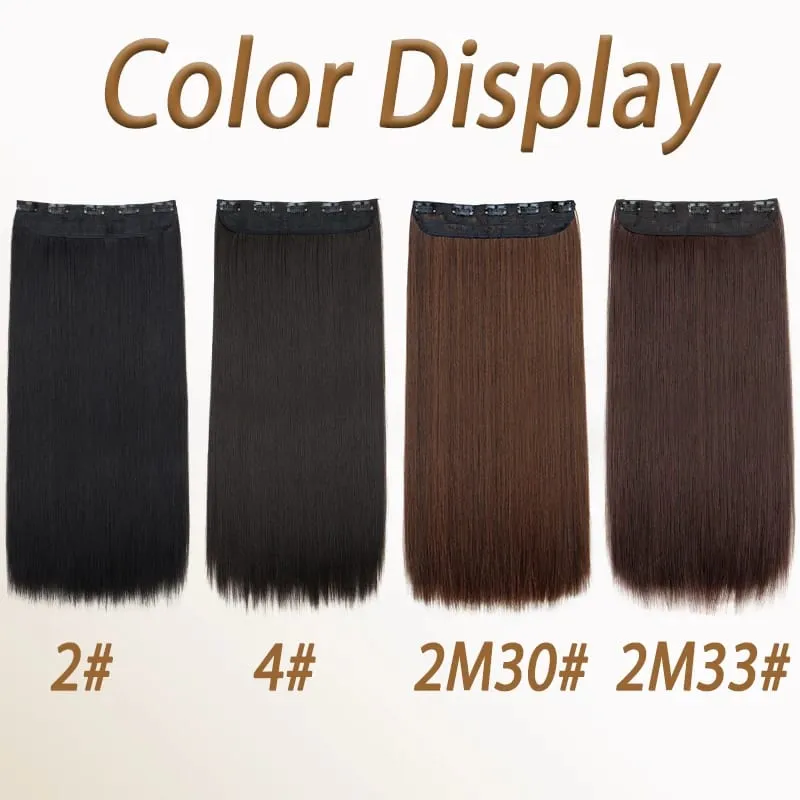 24Inch Synthetic Long Straight Thick One Piece Hair Extension Heat Resistant Fake Hair for Women Daily Use