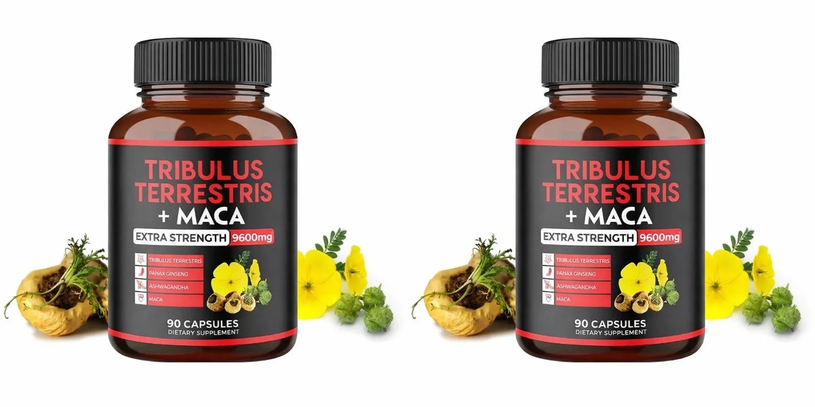 Tribulus Terrestris + Maca Root Extract Supplement Supports Energy Vitality Natural Herbal Health Non-GMO 90 Vegan Capsules