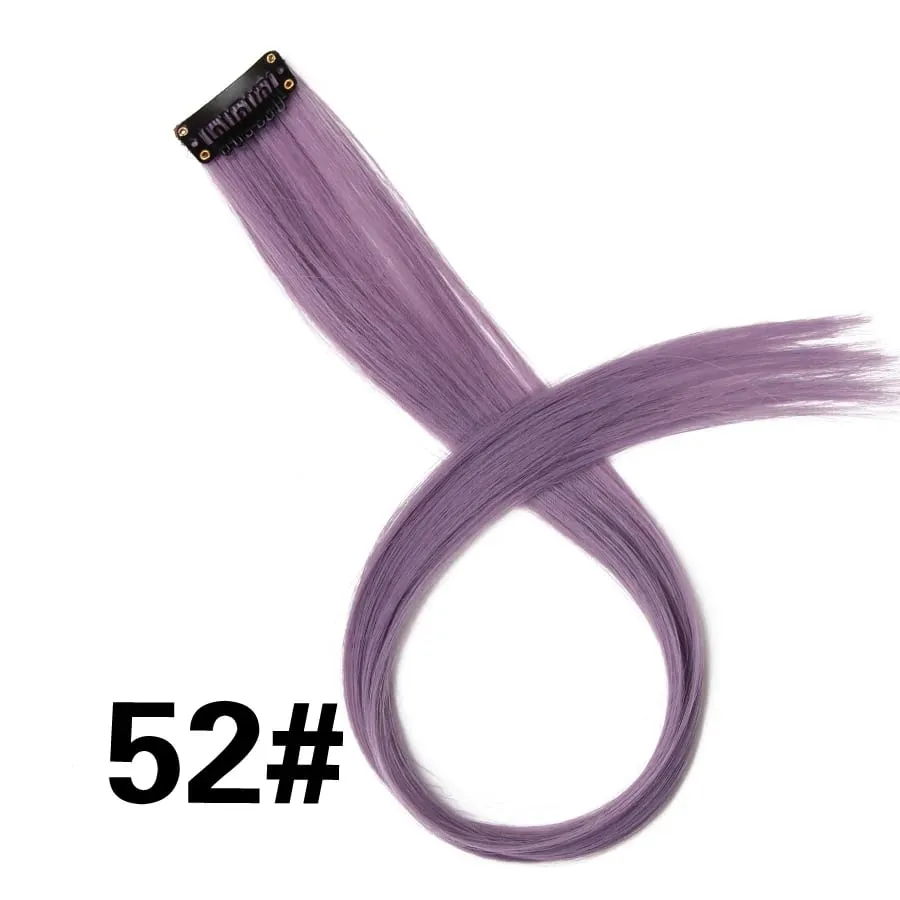 Extensiones de cabello de color liso con Clip para resaltar el cabello de arcoíris, rosa, azul, morado, sintético, con Clips para mujeres y niñas — image 58
