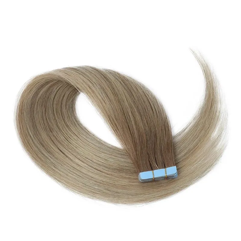 20 Inch Seamless Tape in Hair Extensions Human Hair Soft Invisible Black to Light Gray Color in Human Hair Extensions 30g/20pcs