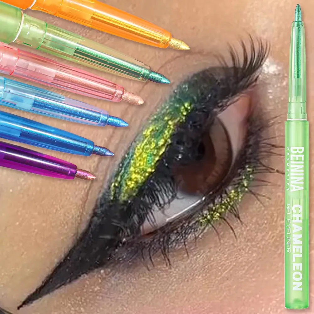Metallic Chameleon Gold Eyeliner Gel Pen Pearlescent Polarized Glitter Green Inner Eye Liner Shiny Multicolor Soft Eyes Pigment — image 5