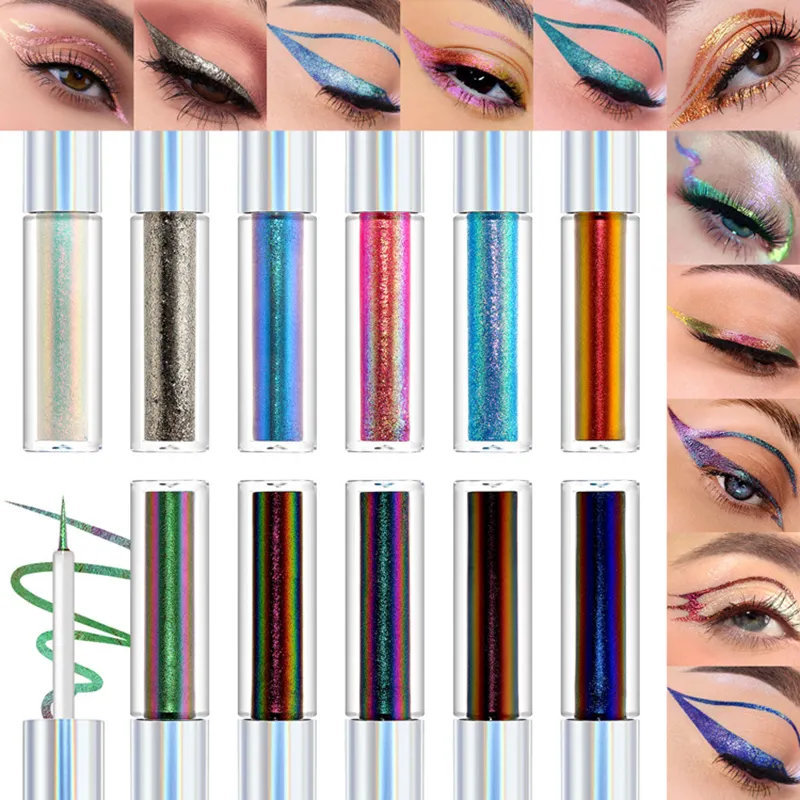 19 Colors Holographic Chameleon Liquid Eyeliner Metallic Glitter Color-Shifting Eye Liner Long Lasting Waterproof Eyes Makeup — image 3