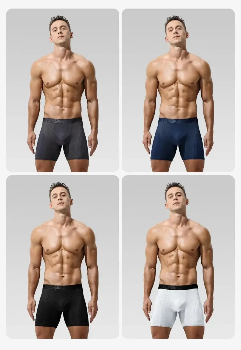 5PCS Extended athletic briefs Men's boxers Modal anti-wear leg running plus size breathable training boxers