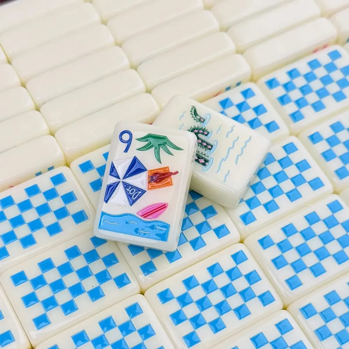 Tropical Beach Fruit Theme American Mahjong Tiles Double-sided UA Printing Acrylic Mah Jong Set Leisure Board Game Christmas — image 4