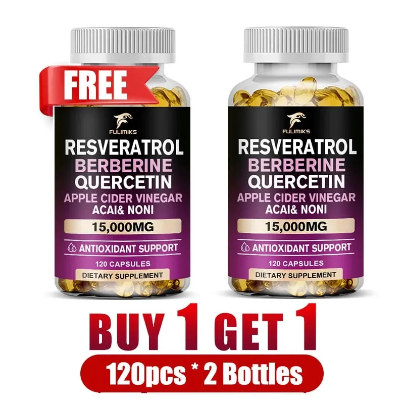 Buy 2 Get 2 Free! Resveratrol Berberine Quercetin Capsules Triple-Action Formula for Blood Sugar Heart Health & Anti-Aging — image 10