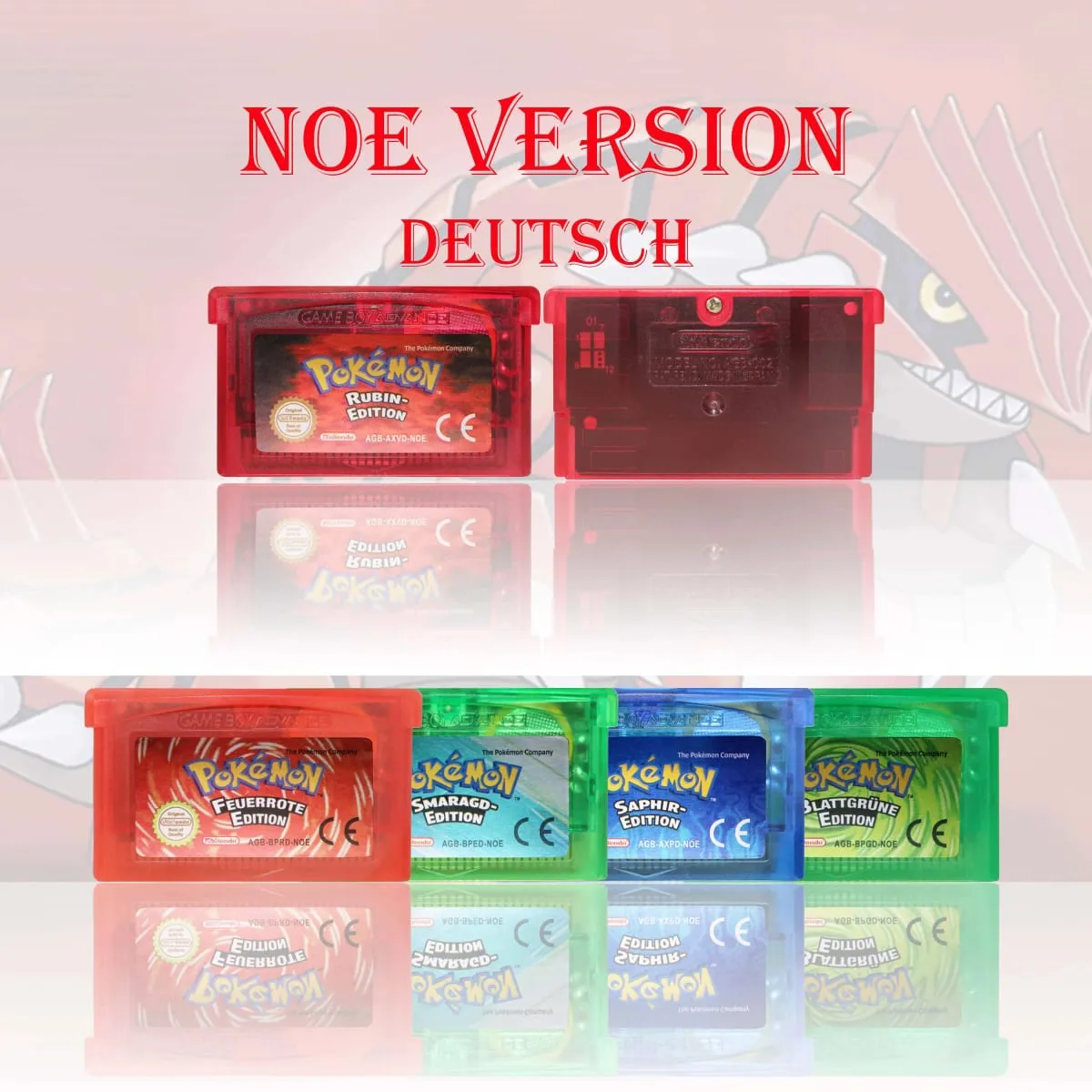 GBC/GBA NOE Version Pokemon Kristall/Smaragd/Feuerrote/Blattgrune/Rubin Game Cartridge Video Game Card High Quality With Battery