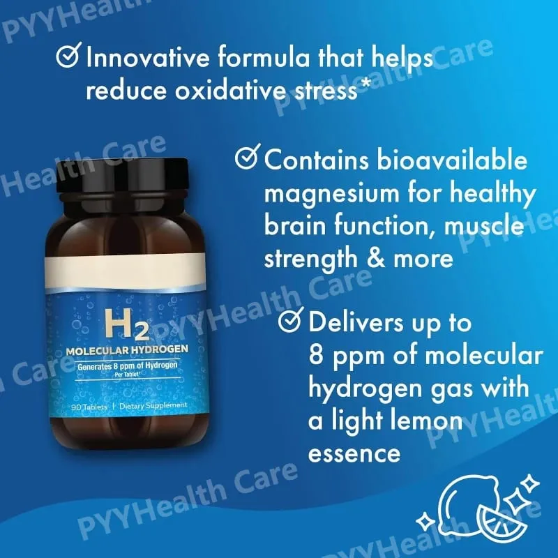H2 Molecular Hydrogen - Supports Healthy Aging Cellular Energy & Brain Health - with Elemental Magnesium 90 Tablets