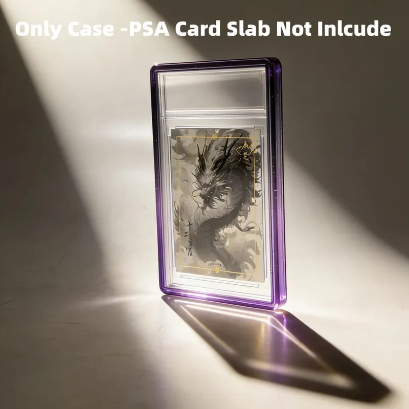 Glitter TPU Slab Bumper Guard Case Holder Protective Skin Display Sleeves with Clear Back for PSA 35PT Graded Trading Card