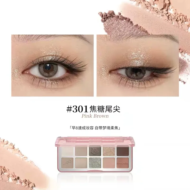 10 Color Eyeshadow Palette Portable Pink Matte Shimmer Glitter Lasting Pearl Shine Eye Shadow Makeup