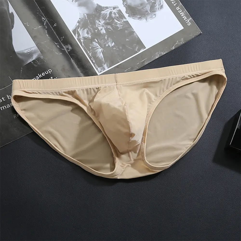 ชายผ้าไหมน้ำแข็งชุดชั้นในกางเกงBreathableต่ำเอวU-นูนUndershortsกางเกงขาสั้นสีทึบกางเกงผู้ชายกางเกง