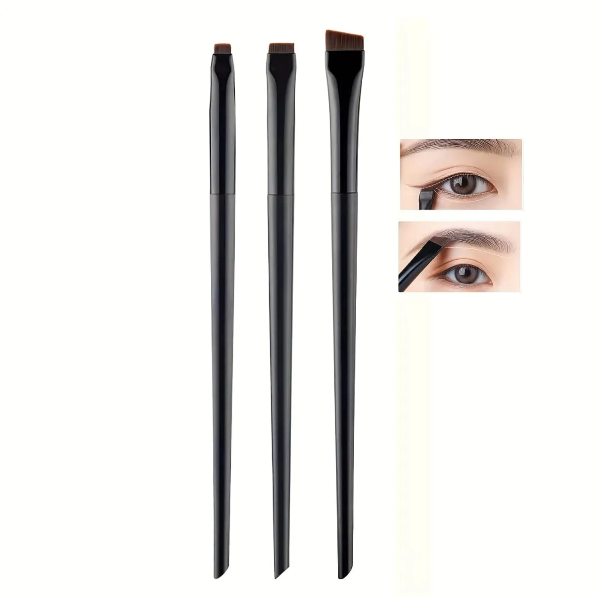 3-teiliges Make-up-Pinsel-Set, Klingen-Eyeliner-Pinsel, feiner schräger Kopf, Augenbrauenpinsel, Umriss, Eyeliner, ultradünner Lidschattenpinsel, Make-up