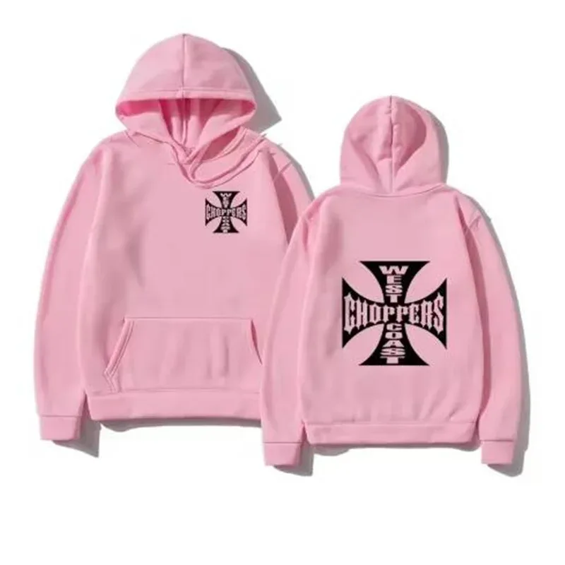 Costa oeste ferro cruz choppers impresso masculino com capuz moda legal moletom unissex moda velo oversized hoodie streetwear — image 5