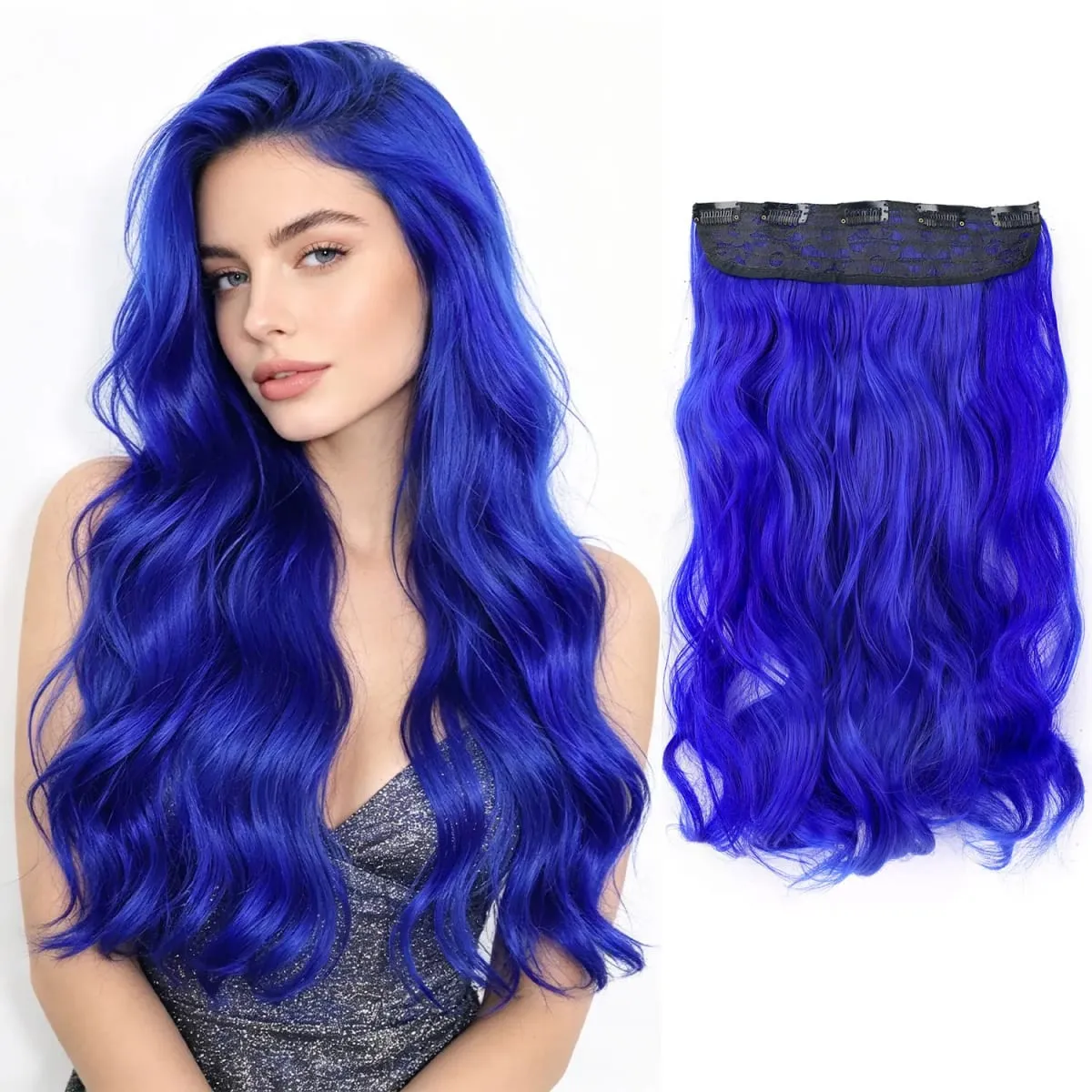 Kẹp tổng hợp trong phần mở rộng tóc 5 kẹp trong một mảnh sợi tóc lượn sóng nhiệt độ cao dành cho phụ nữ hàng ngày trong kỳ nghỉ tiệc tùng — image 19