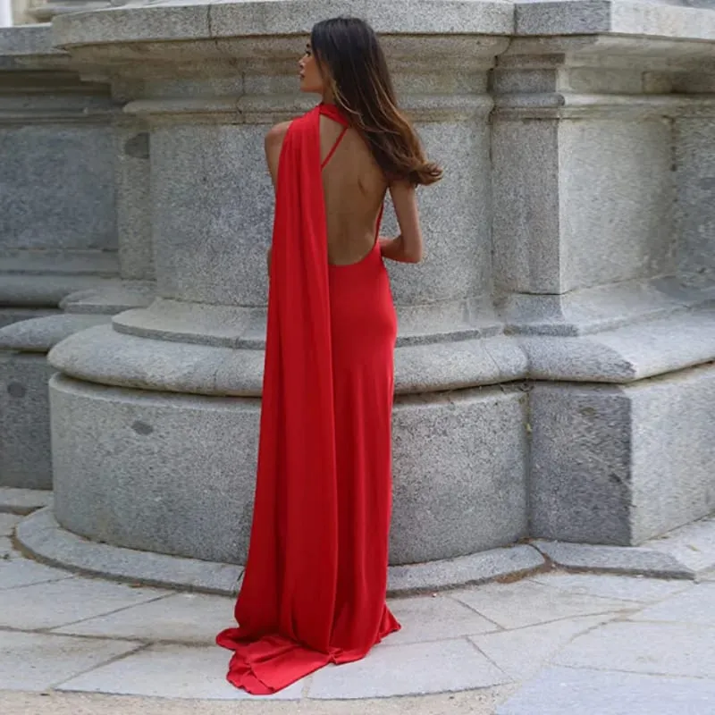 Backless Satin Long Sling Dress Women V Neck Sleeveless Slit Solid Sexy Party Dresses 2026 Summer Lady Vacation Evening Robes — image 13