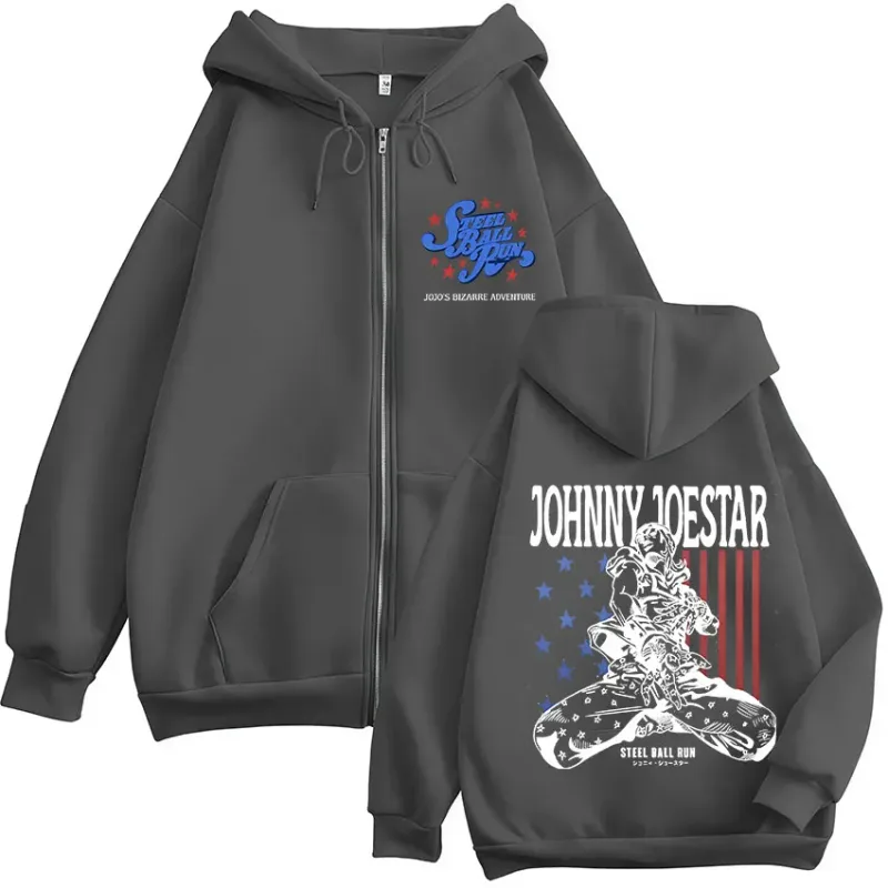 Anime JoJo Bizarre Adventure STEEL BALL RUN Johnny Joestar Zipper Hoodies Men Women Clothing Zip Up Sweatshirt Jacket Streetwear — image 6