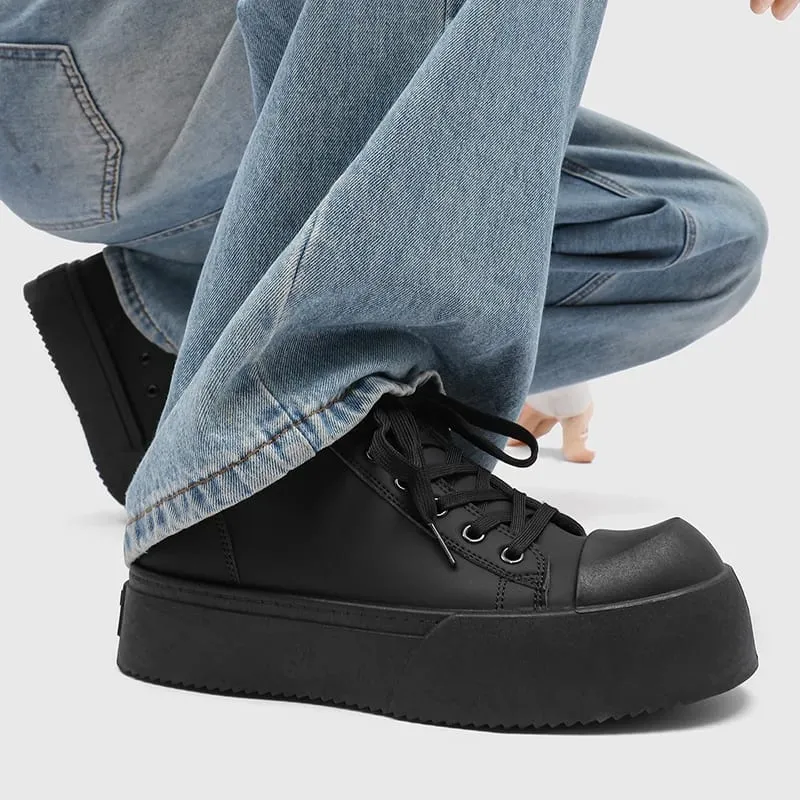 2025 Men Height Increasing High Top Platform Sneakers 8 Cm Elevator Wear-Resistant Korean Street Shoes Zapatillas Deporte