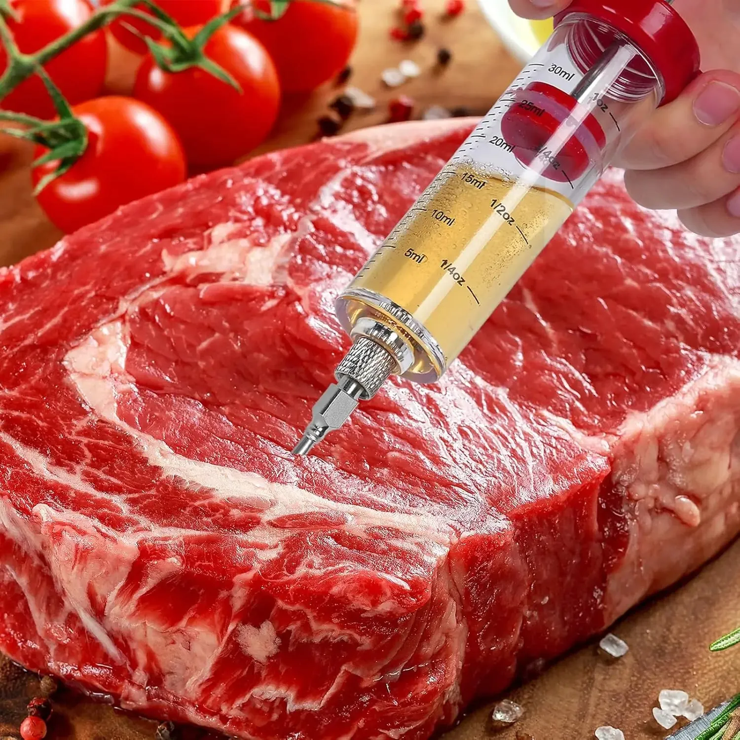Stainless Steel Turkey Baster for Cooking - Food Grade Meat Injector Syringe & Silicone Suction Bulb With 2 Detachable Needles