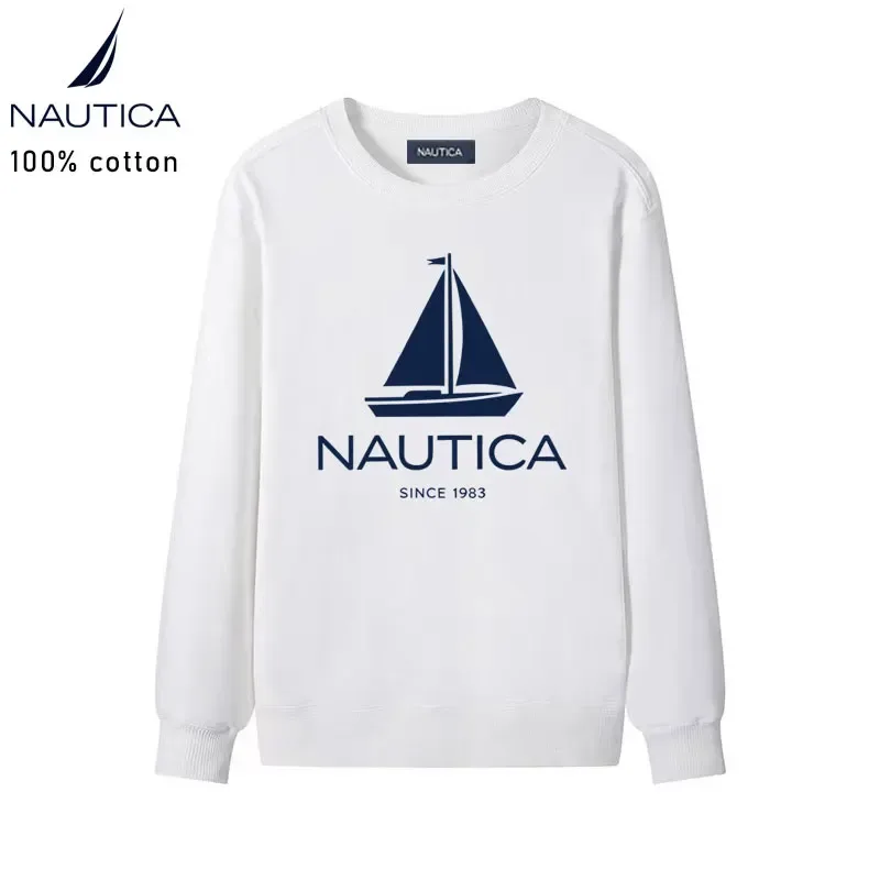 Nautica American classic sailing yacht logo printed men's and women's high-quality pure cotton loose-fitting men's sweatshirt — image 5