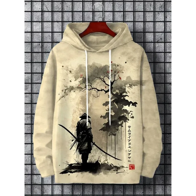 Fuji Mountain Lake Scenery Black Cat Graphic Hoodie Men Pullover Hooded Sweatshirt — image 4