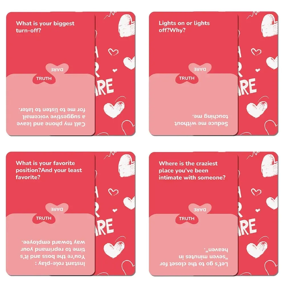 Truth or Dare for Couples Naughty Adult Party Board Game Set 50 Questions Sexy Date Night Drunk Couples Drinking Card Game 5x5cm — image 3