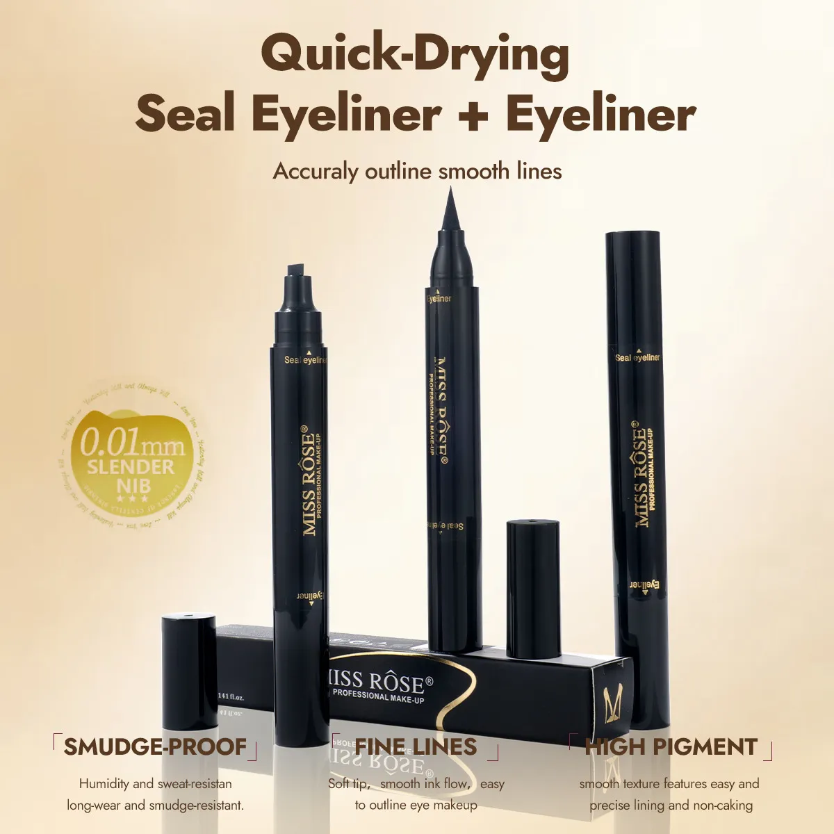 Black Eyeliner Liquid Long Lasting Eyeliner Pen Rich Delicate Color Smooth Application Daily Eye Makeup Cosmetic Pen — image 2