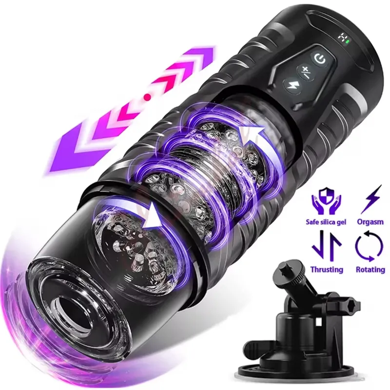 Telescopic Rotating Male Masturbator Automatic Mastubator Cup Vagina Masturbation Equipment Sex Toys for Men Adults Supplies