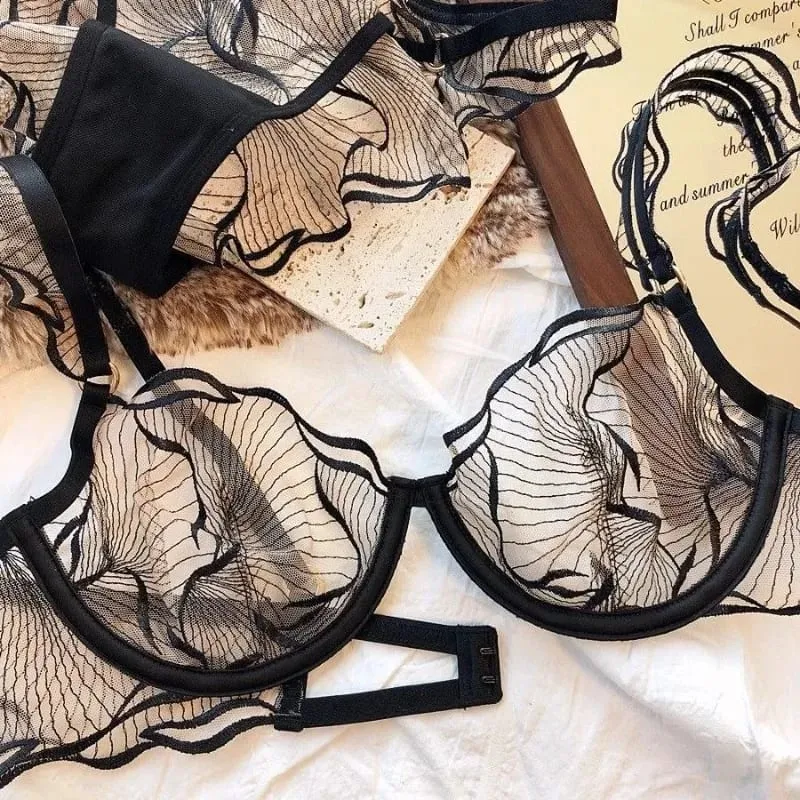 Pure Desire Christmas Minimizer Bra Sheer Mesh Large Bust Adjustable Soft Wires Anti-Sagging Elegant Lingerie UK Sizes MOYISU AB — image 2