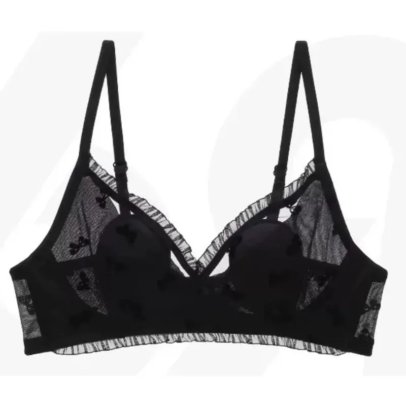 New Arrival Sweet French Lace Embroidery Bra Sexy Wireless Thin Cup Rabbit Ear Minimizer For Big Breasts Everyday Lingerie S-XL
