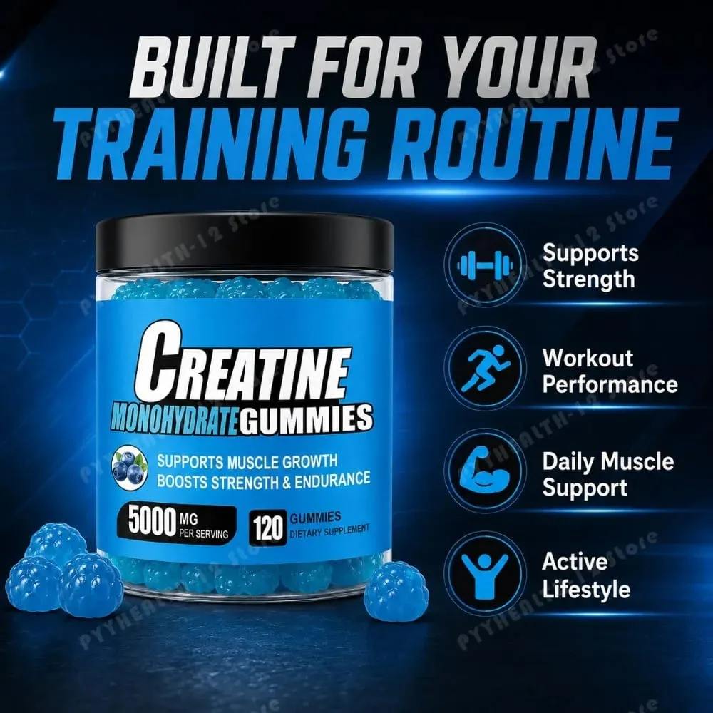 Creatine Monohydrate Gummies 5000mg Per Serving 120 Gummies for Muscle Strength Endurance & Energy Dietary Supplement — image 4